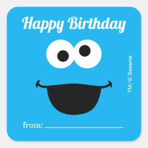 Cookie Monster Een Cadeau Van - Verjaardag Vierkante Sticker