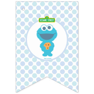 Cookie Monster   Eerste verjaardag van de baby Vlaggetjes