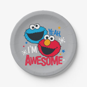 Cookie Monster & Elmo I'm Awesome Papieren Bordje