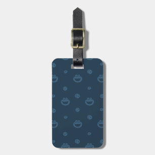 Cookie Monster en Cookies Blue Navy Pattern Bagagelabel