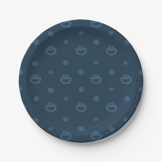Cookie Monster en Cookies Blue Navy Pattern Papieren Bordje (Voorkant)