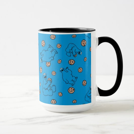 Cookie Monster en Cookies Blue Pattern Mok (Rechts)