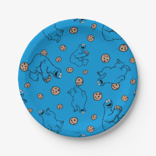 Cookie Monster en Cookies Blue Pattern Papieren Bordje