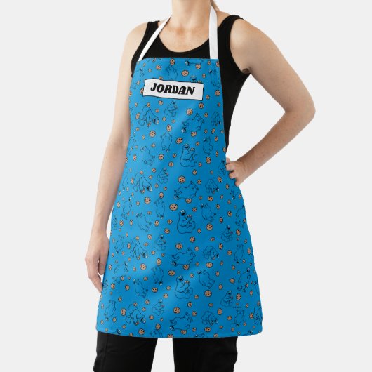Cookie Monster en Cookies Blue Pattern Schort (Insitu)