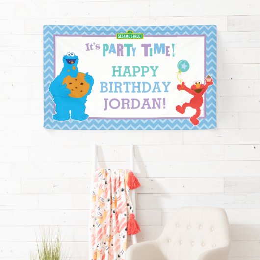 Cookie Monster en Elmo Birthday Spandoek (Insitu)