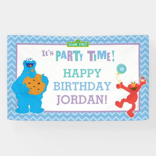 Cookie Monster en Elmo Birthday Spandoek (Horizontaal)