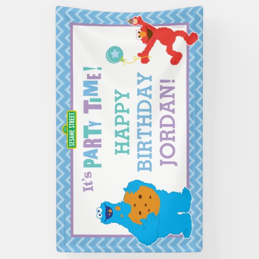 Cookie Monster en Elmo Birthday Spandoek (Verticaal)