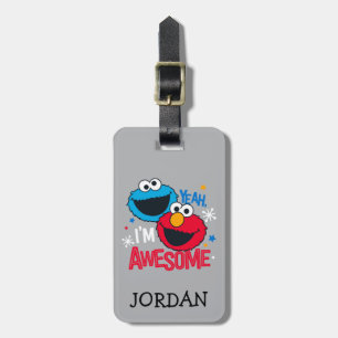 Cookie Monster en Elmo Ja, ik ben Geweldige Bagagelabel