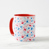 Cookie Monster en Elmo | Rood- en blauw patroon Mok (Voorkant links)