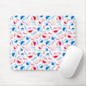 Cookie Monster en Elmo | Rood- en blauw patroon Muismat (Met muis)