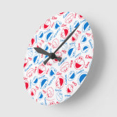 Cookie Monster en Elmo | Rood- en blauw patroon Ronde Klok (Hoek)