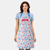 Cookie Monster en Elmo | Rood- en blauw patroon Schort (Gedragen)