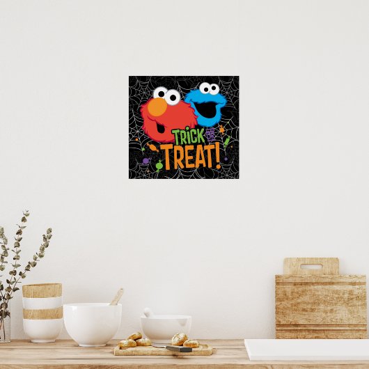 Cookie Monster en Elmo - Trick or treat Poster (Keuken)
