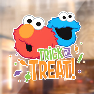 Cookie Monster en Elmo - Trick or treat Raamsticker