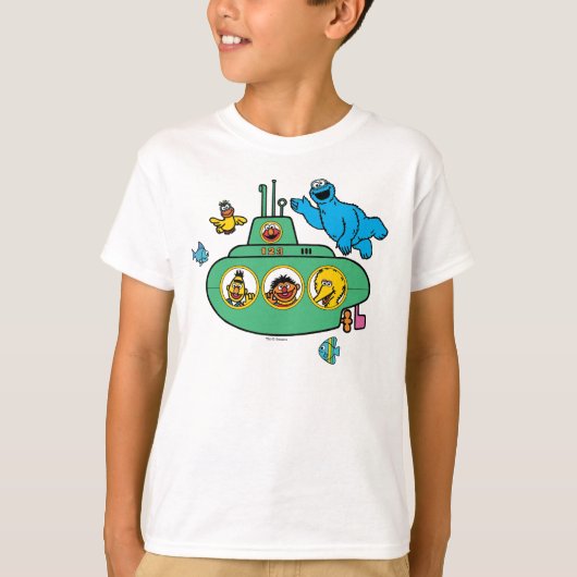Cookie Monster en Sesame Pals Submarine T-shirt (Voorkant)