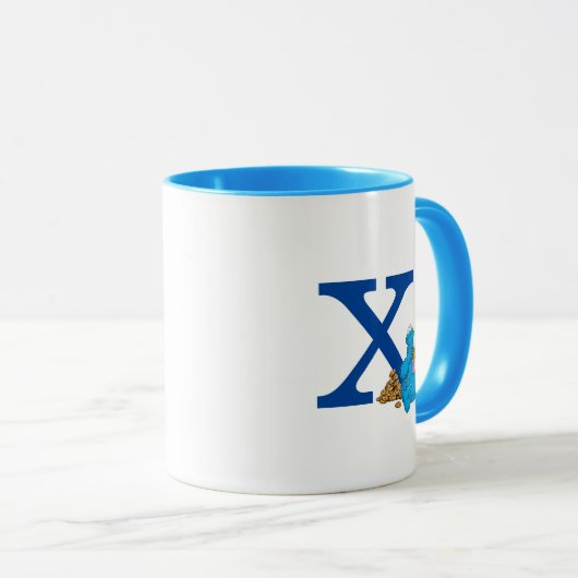  Cookie Monster Eten Cookies Monogram X Mok (Voorkant rechts)