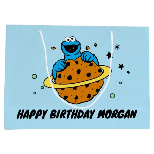 Cookie Monster | Fijne verjaardag Groot Cadeauzakje (Achterkant)