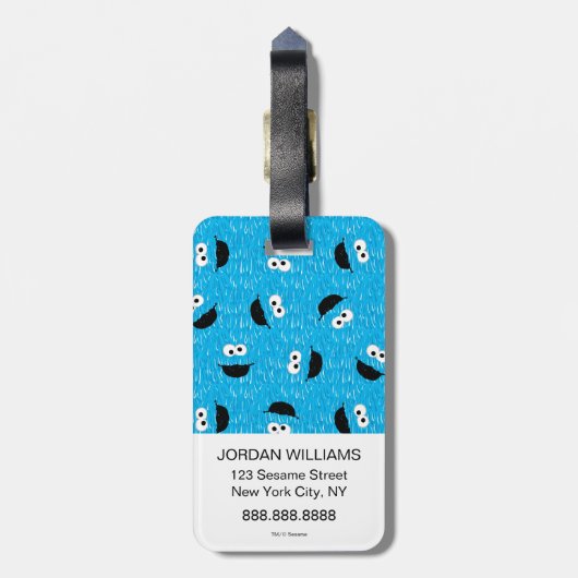 Cookie Monster Fur Face Pattern Bagagelabel (Achterkant verticaal)