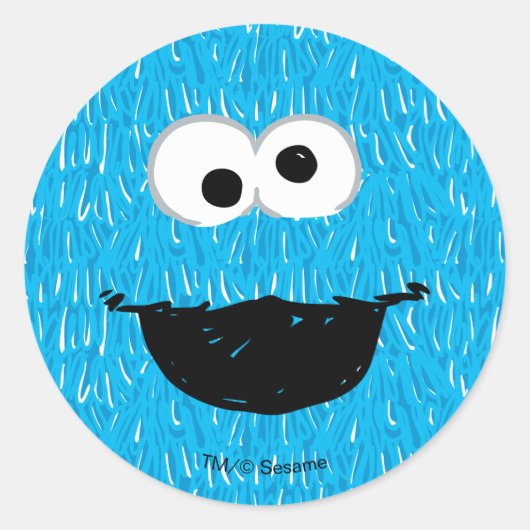 Cookie Monster Fur Face Pattern Ronde Sticker (Voorkant)
