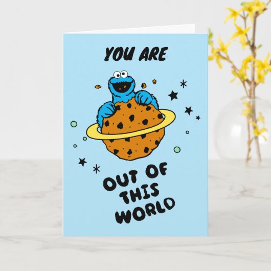 Cookie Monster | Gelukkige Verjaardag Kaart (Gele Bloem)