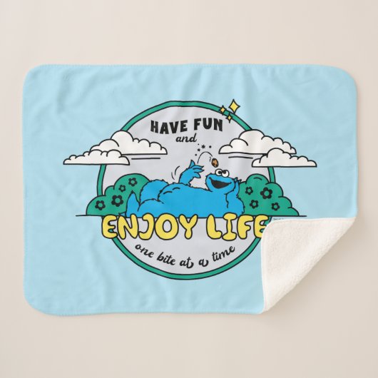 Cookie Monster | Geniet van het leven van één mijt Sherpa Deken (Voorkant (horizontaal))