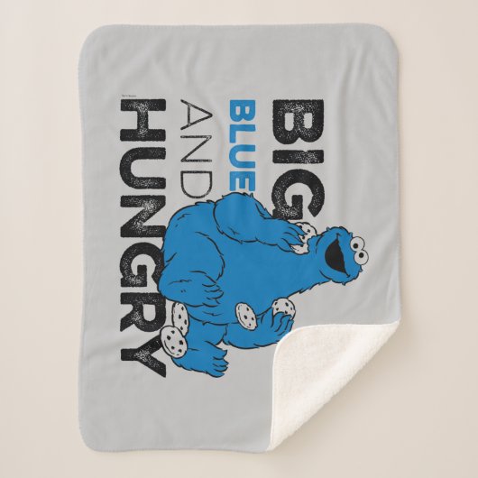 Cookie Monster | Groot blauw en Hongarije Sherpa Deken (Voorkant)