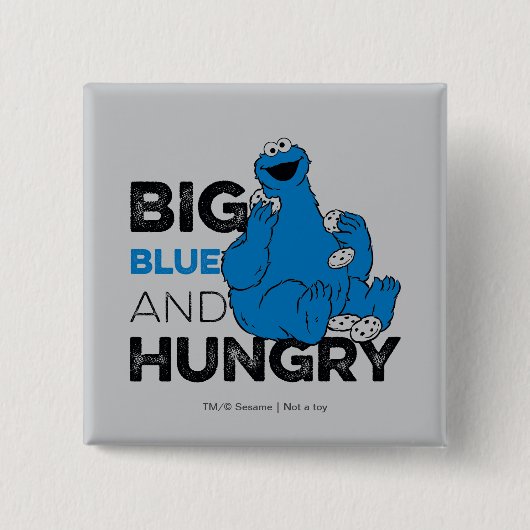 Cookie Monster | Groot blauw en Hongarije Vierkante Button 5,1 Cm (Voorkant)