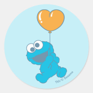 Cookie Monster Hart Ballon Ronde Sticker