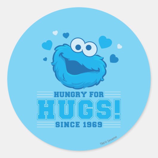 Cookie Monster Hugs Ronde Sticker (Voorkant)