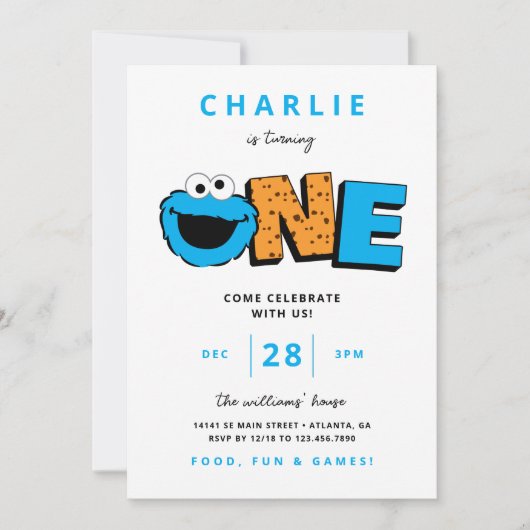 Cookie Monster - Invitation pour le premier annive (Devant)
