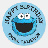 Cookie Monster | Joyeuse étiquette cadeau d'annive (Devant)