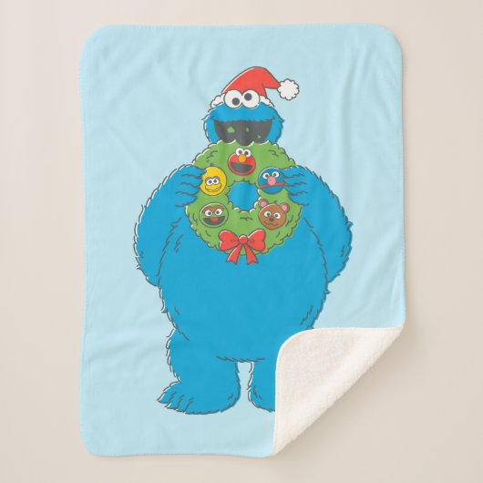 Cookie Monster Kerstmis Sherpa Deken (Voorkant)
