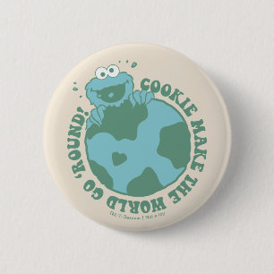 Cookie Monster Koekjes maken de wereld draaiend Ronde Button 5,7 Cm