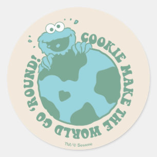 Cookie Monster   Koekjes maken de wereld draaiend Ronde Sticker