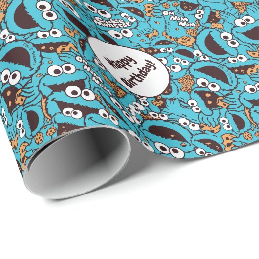 Cookie Monster | Nom Nom Nom Pattern Cadeaupapier (Rol Hoek)