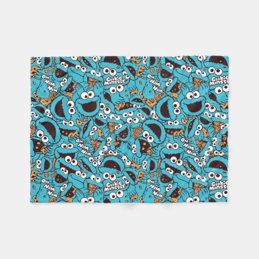 Cookie Monster | Nom Nom Nom Pattern Fleece Deken (Voorkant (Horizontaal))