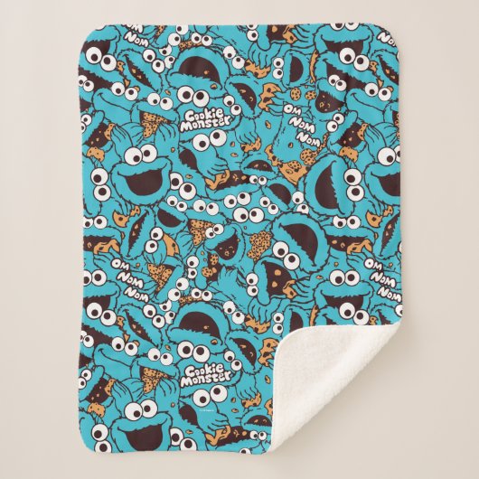Cookie Monster | Nom Nom Nom Pattern Sherpa Deken (Voorkant)