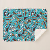 Cookie Monster | Nom Nom Nom Pattern Sherpa Deken (Voorkant (horizontaal))