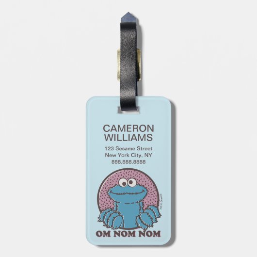 Cookie Monster | Om Nom Nom Bagagelabel (Achterkant verticaal)