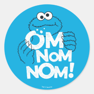 Cookie Monster Om Nom Nom Nom! Ronde Sticker