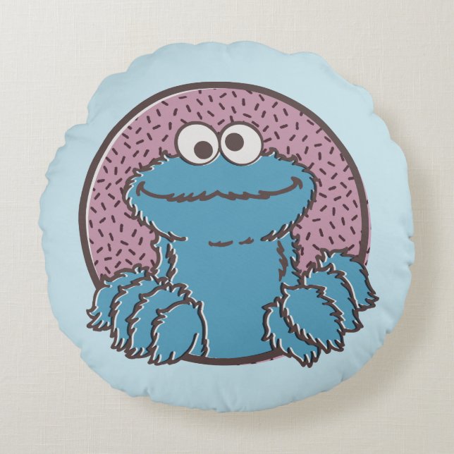 Cookie Monster | Om Nom Nom Rond Kussen (Voorkant)