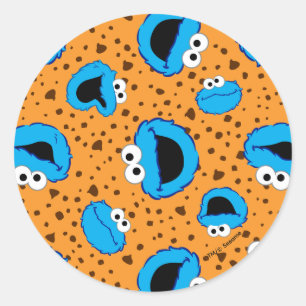 Cookie Monster op Cookie Pattern Ronde Sticker