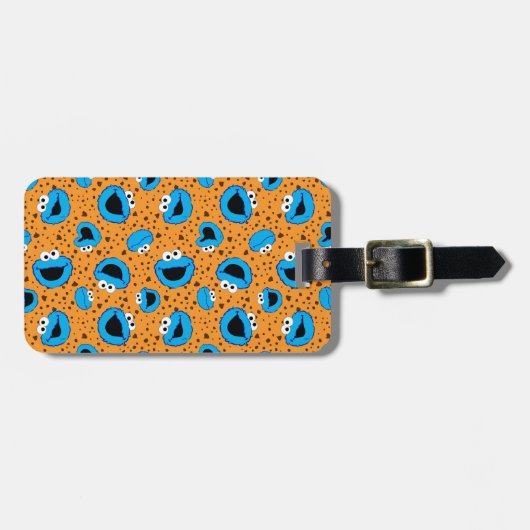 Cookie Monster over Cookie Pattern Bagagelabel (Voorkant horizontaal)