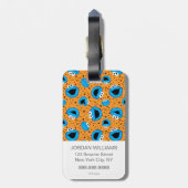 Cookie Monster over Cookie Pattern Bagagelabel (Achterkant verticaal)