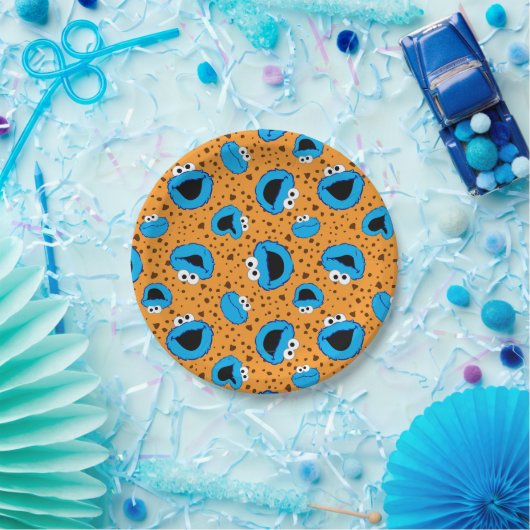 Cookie Monster over Cookie Pattern Papieren Bordje (Feest)