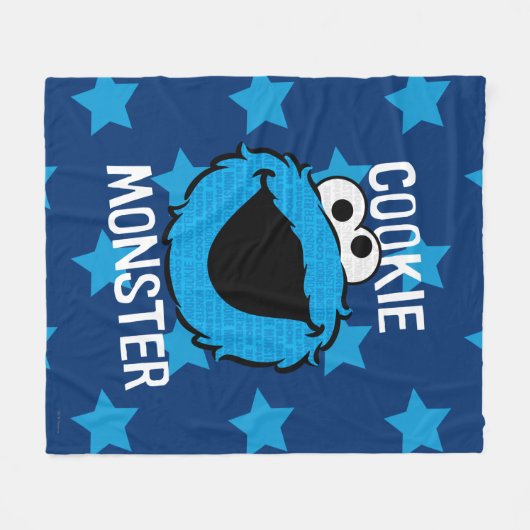 Cookie Monster Pattern Face Fleece Deken (Voorkant (Horizontaal))