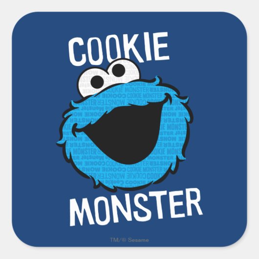 Cookie Monster Pattern Face Vierkante Sticker (Voorkant)