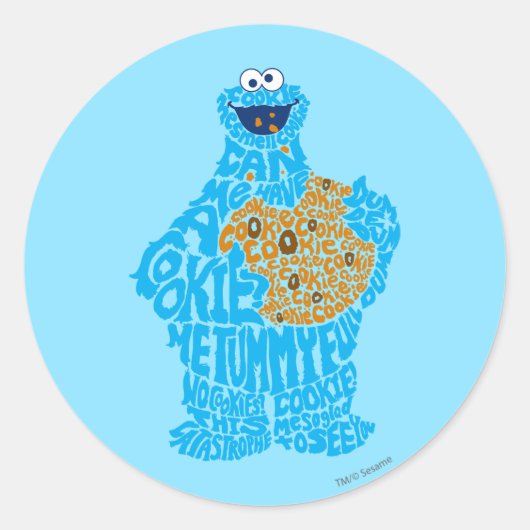 Cookie Monster Pattern Fill Ronde Sticker (Voorkant)