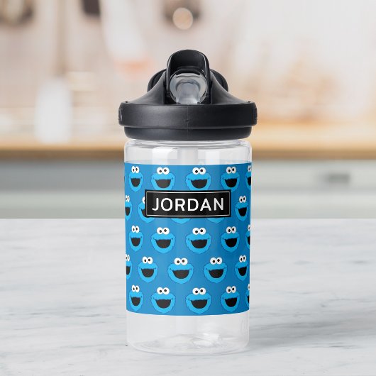 Cookie Monster Pattern glimlachen | Jouw namen toe Waterfles