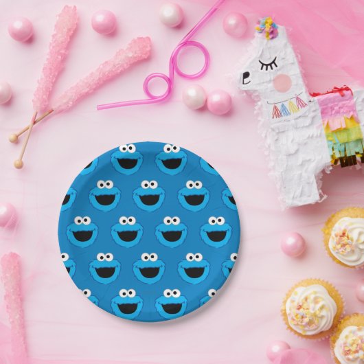 Cookie Monster Pattern glimlachen Papieren Bordje (Feest)